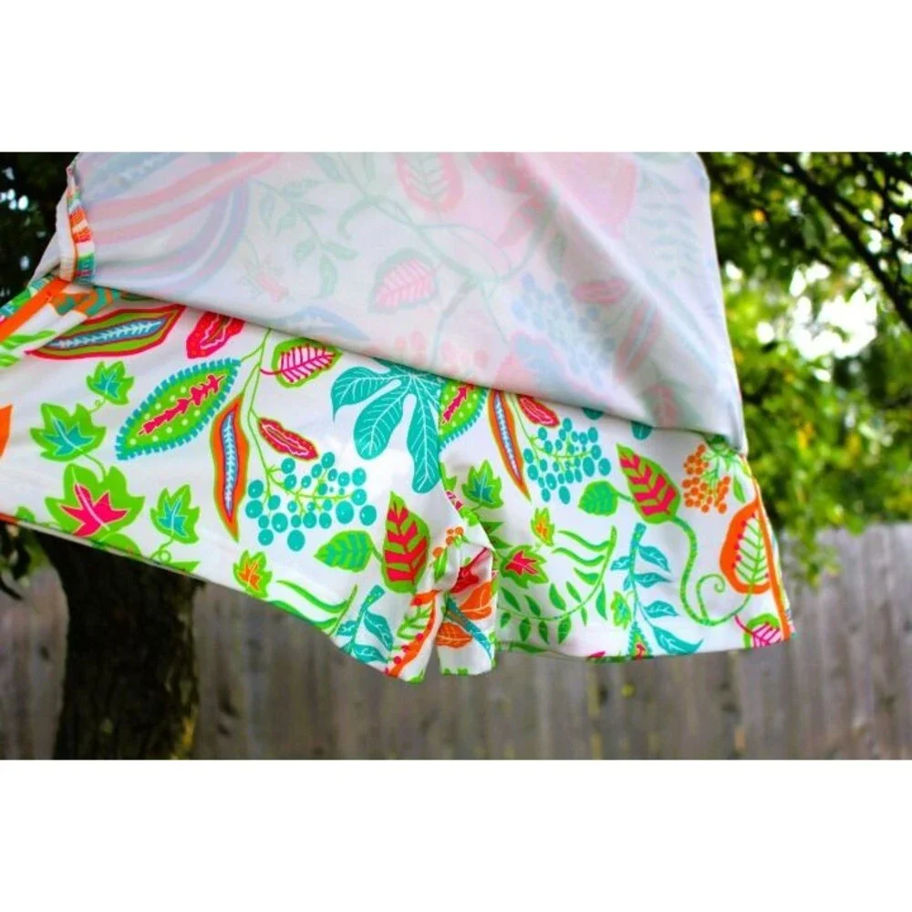 Gretchen Scott Bright Skort Women Size Medium Neon Tropical Design Pull On EUC!